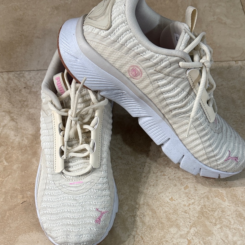 Puma Cream and Pink Athletic Shoes